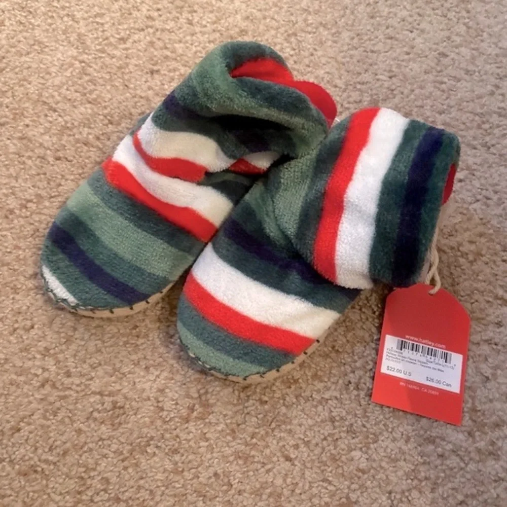 Hatley Christmas slippers, 11-13, red/white/red